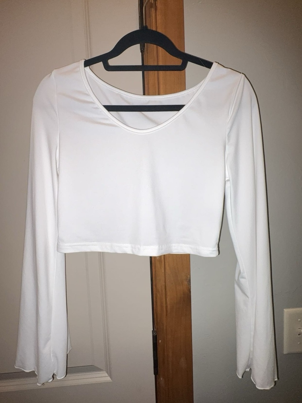 Classic White Long-Sleeve Cropped Top